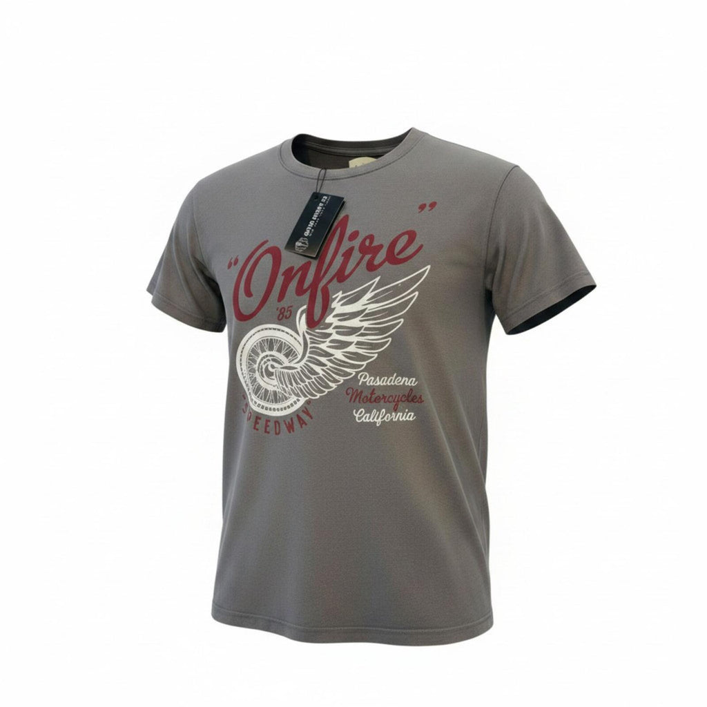 Onfire T-Shirt Men's UK Size M Grey Graphic Print