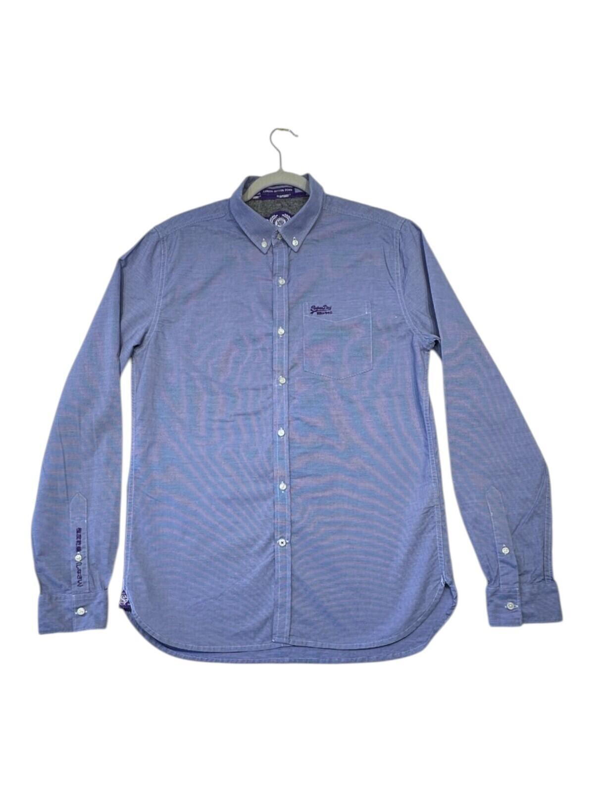 SuperDry Shirt Men's UK Size L Blue Pinstripe Embroidered