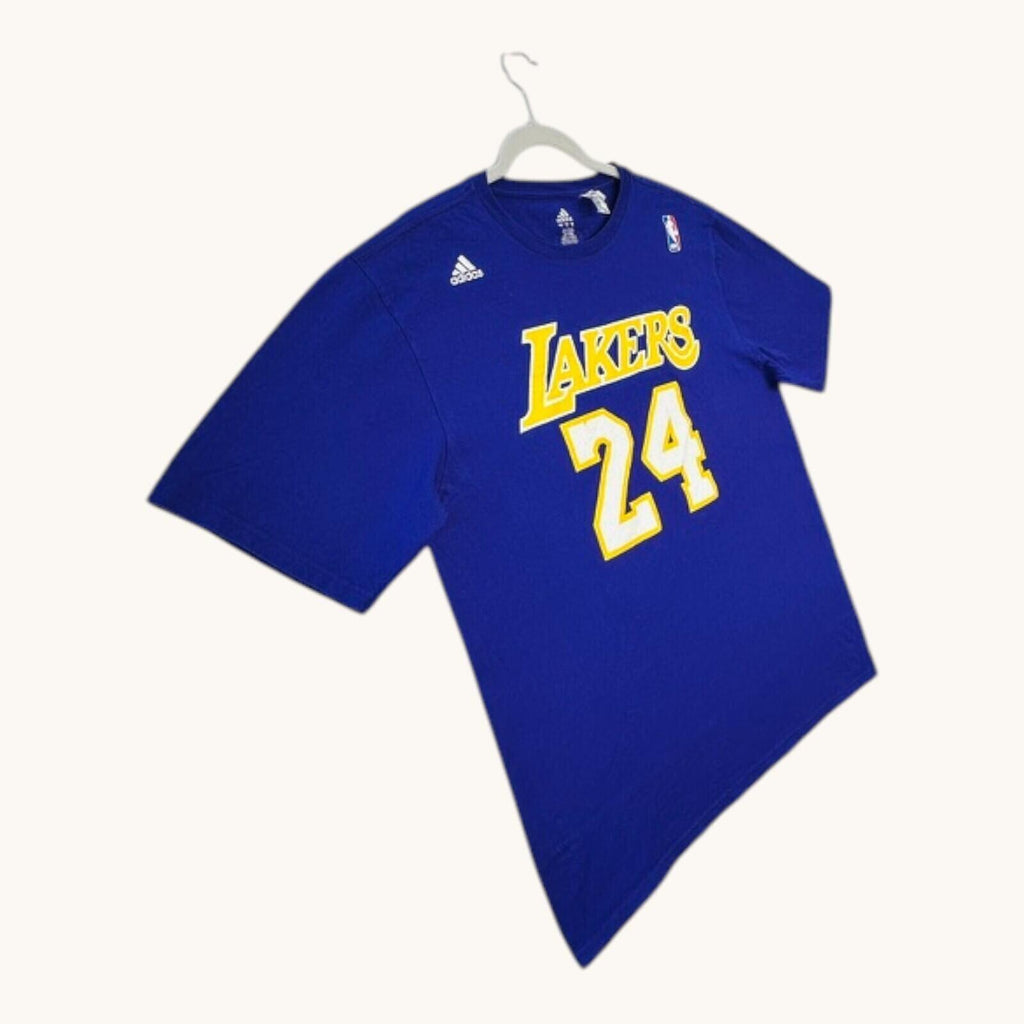 Adidas Lakers T-Shirt Men's UK Size L Purple Graphic Print