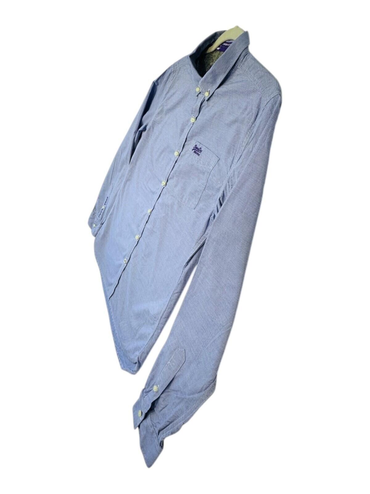 SuperDry Shirt Men's UK Size L Blue Pinstripe Embroidered
