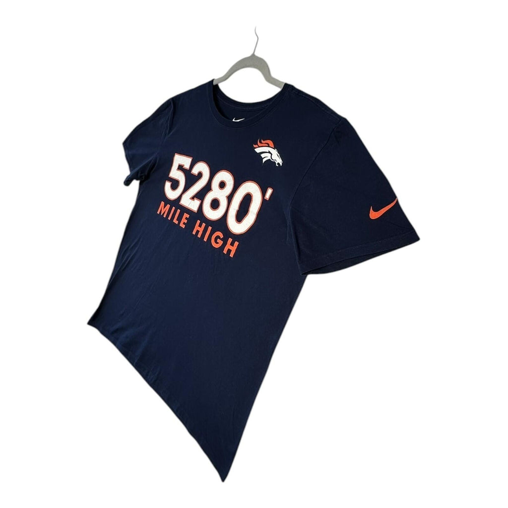 Nike Denver Broncos T-Shirt Men's UK Size L Blue Crew Neck