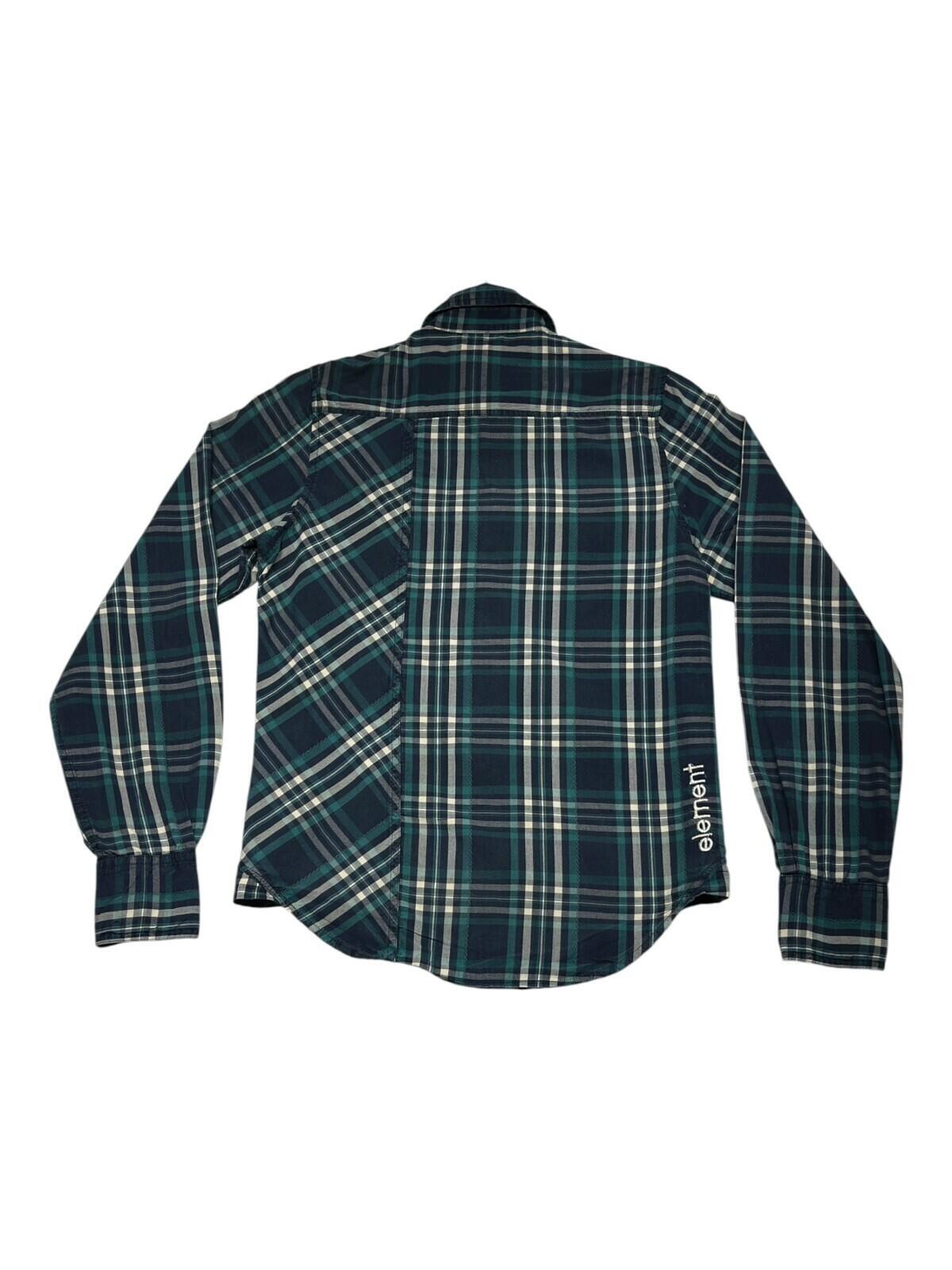 Element Shirt Men's UK Size XS Blue Plaid Pocket Embroidered