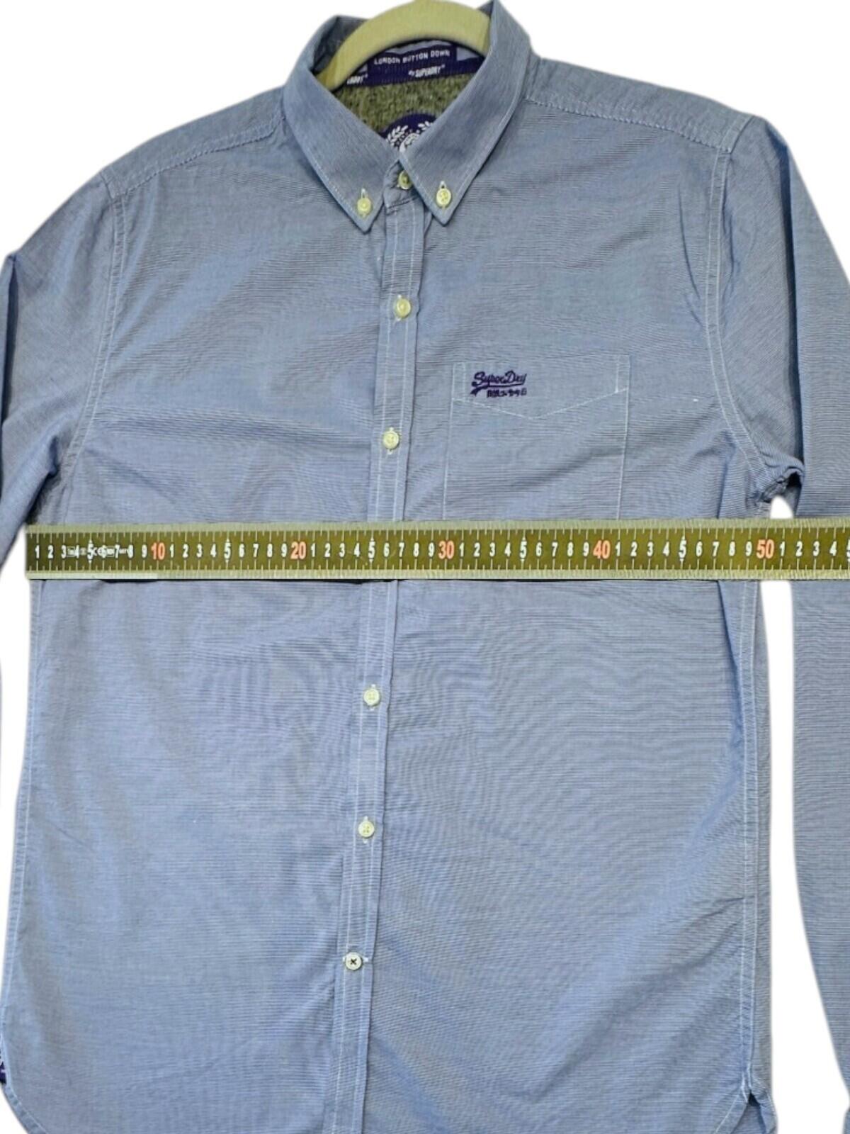 SuperDry Shirt Men's UK Size L Blue Pinstripe Embroidered