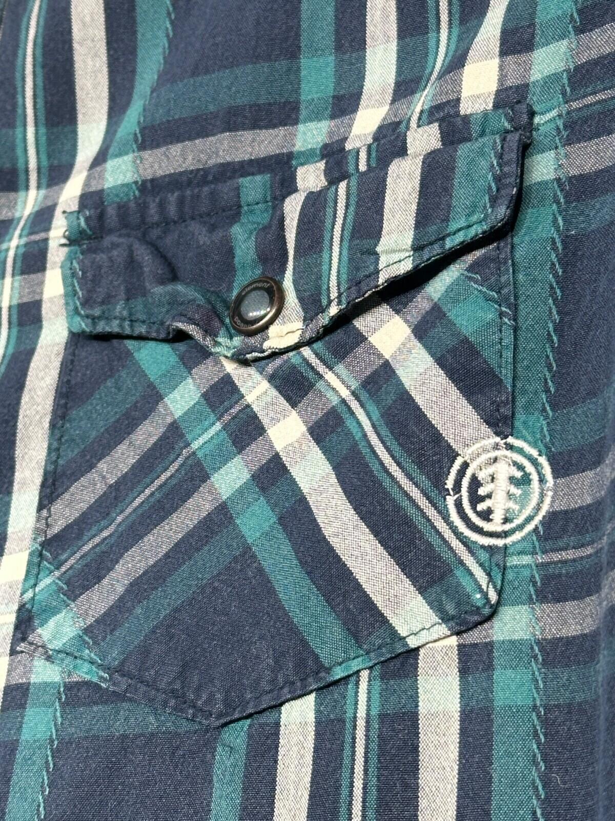Element Shirt Men's UK Size XS Blue Plaid Pocket Embroidered