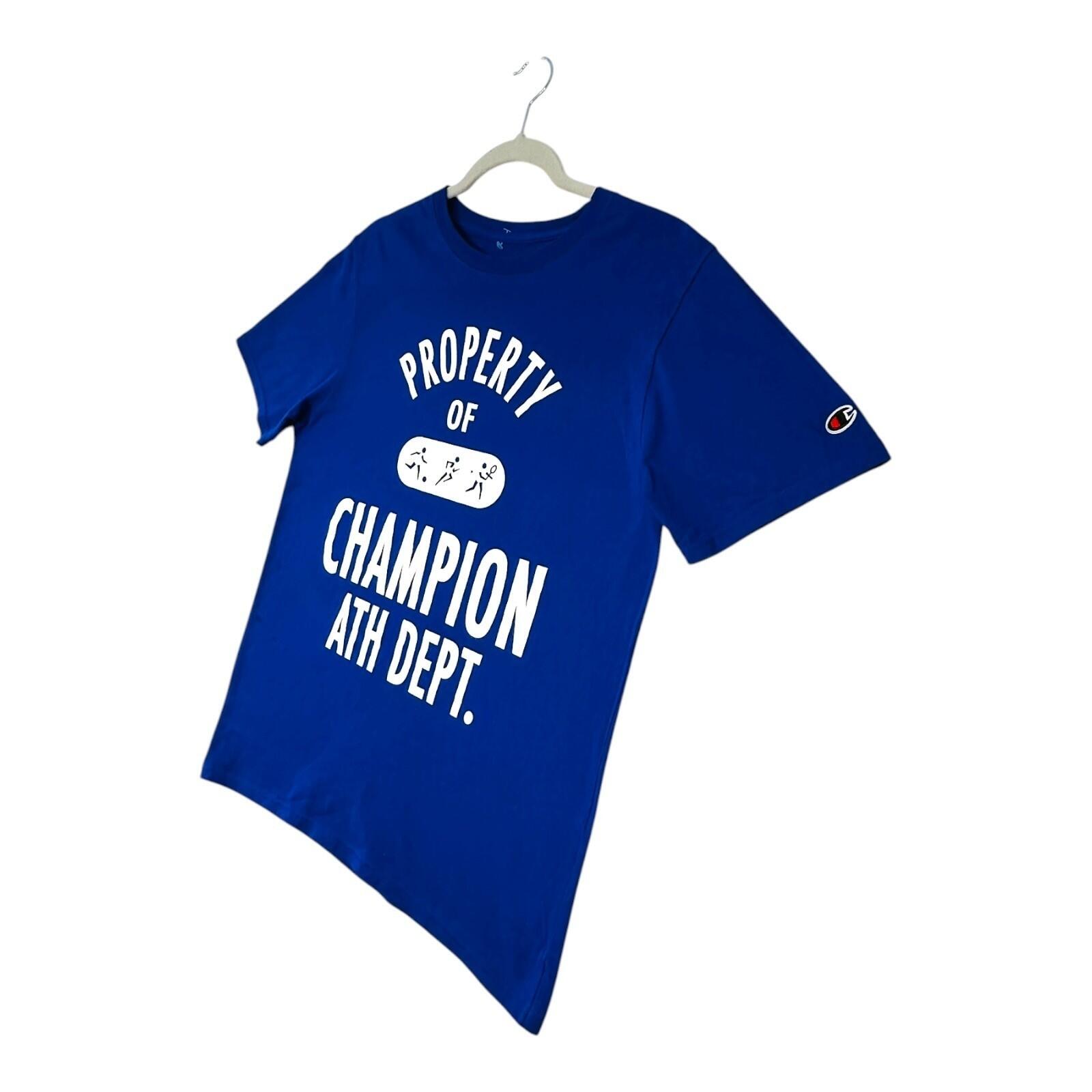 Champion Ath Dept. T-Shirt Men's UK Size S Blue Short Sleeve