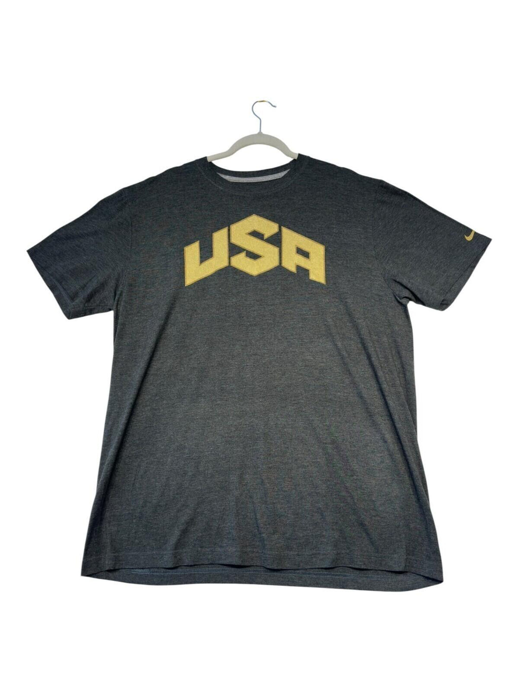 Nike USA T-Shirt Men's UK Size XL Grey Gold Graphic Print