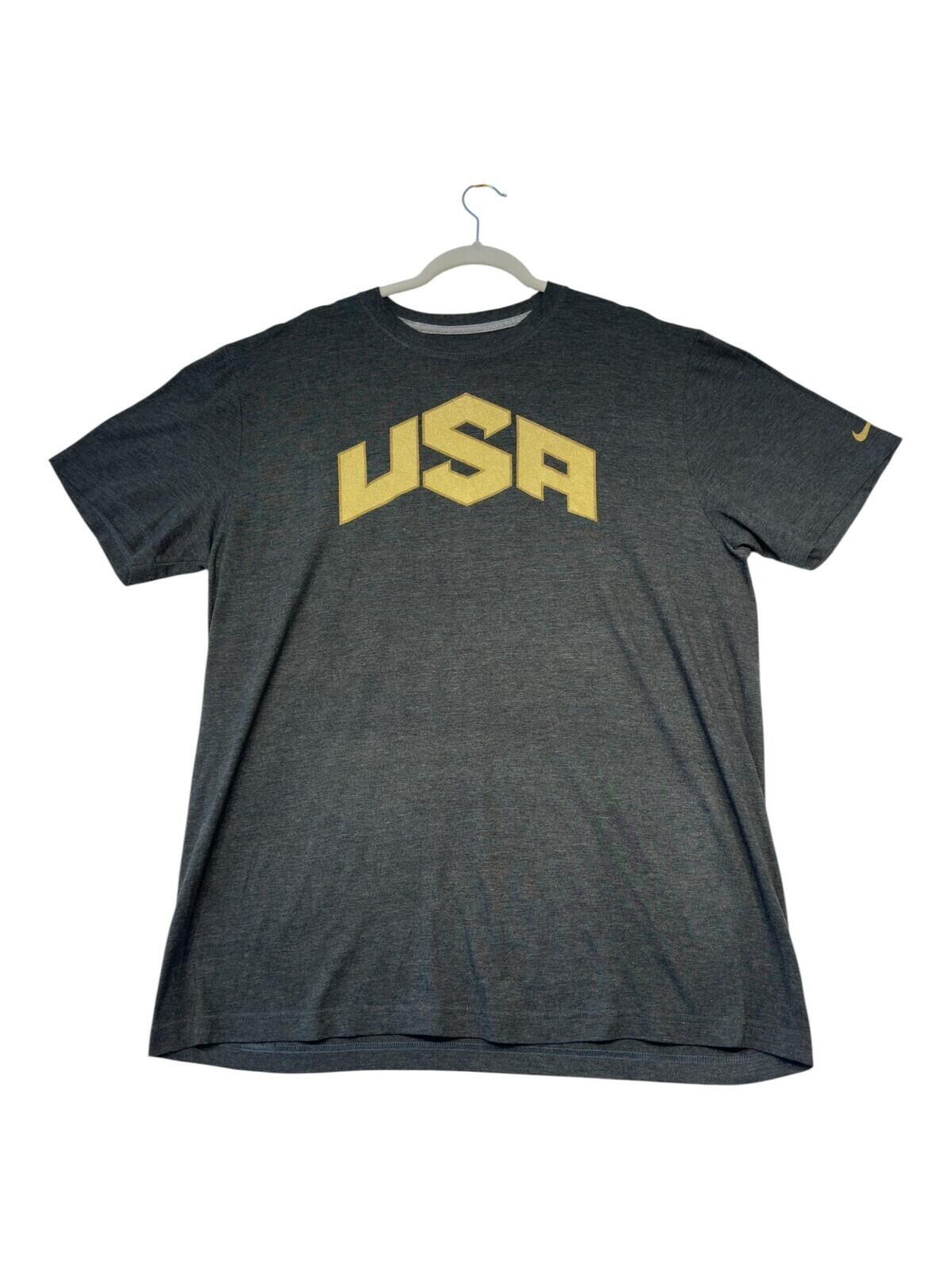 Nike USA T-Shirt Men's UK Size XL Grey Gold Graphic Print