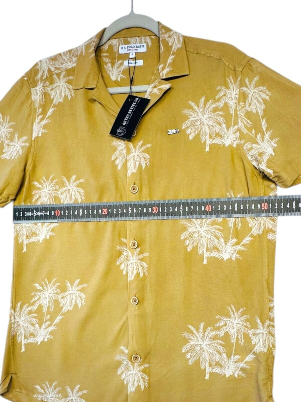 U.S. Polo Assn. Shirt Men's UK Size S Yellow Palm Tree