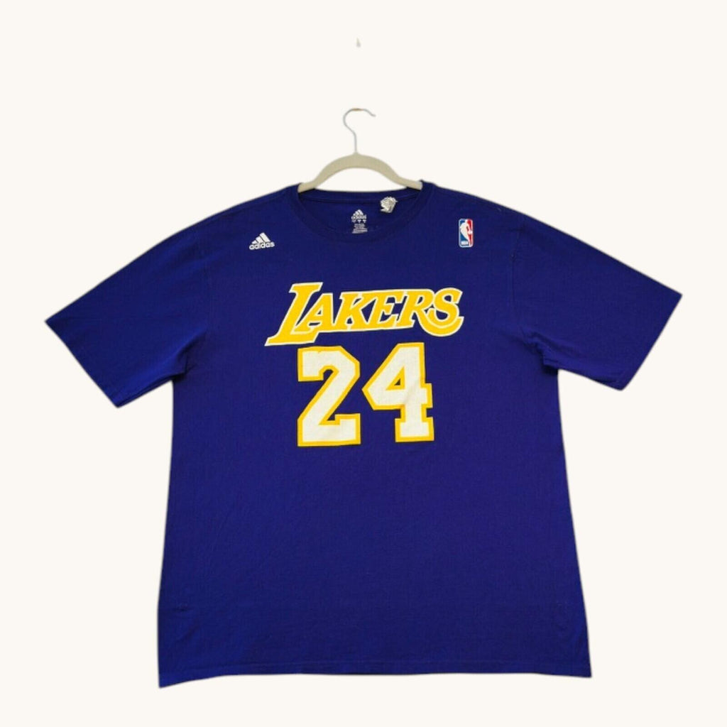 Adidas Lakers T-Shirt Men's UK Size L Purple Graphic Print
