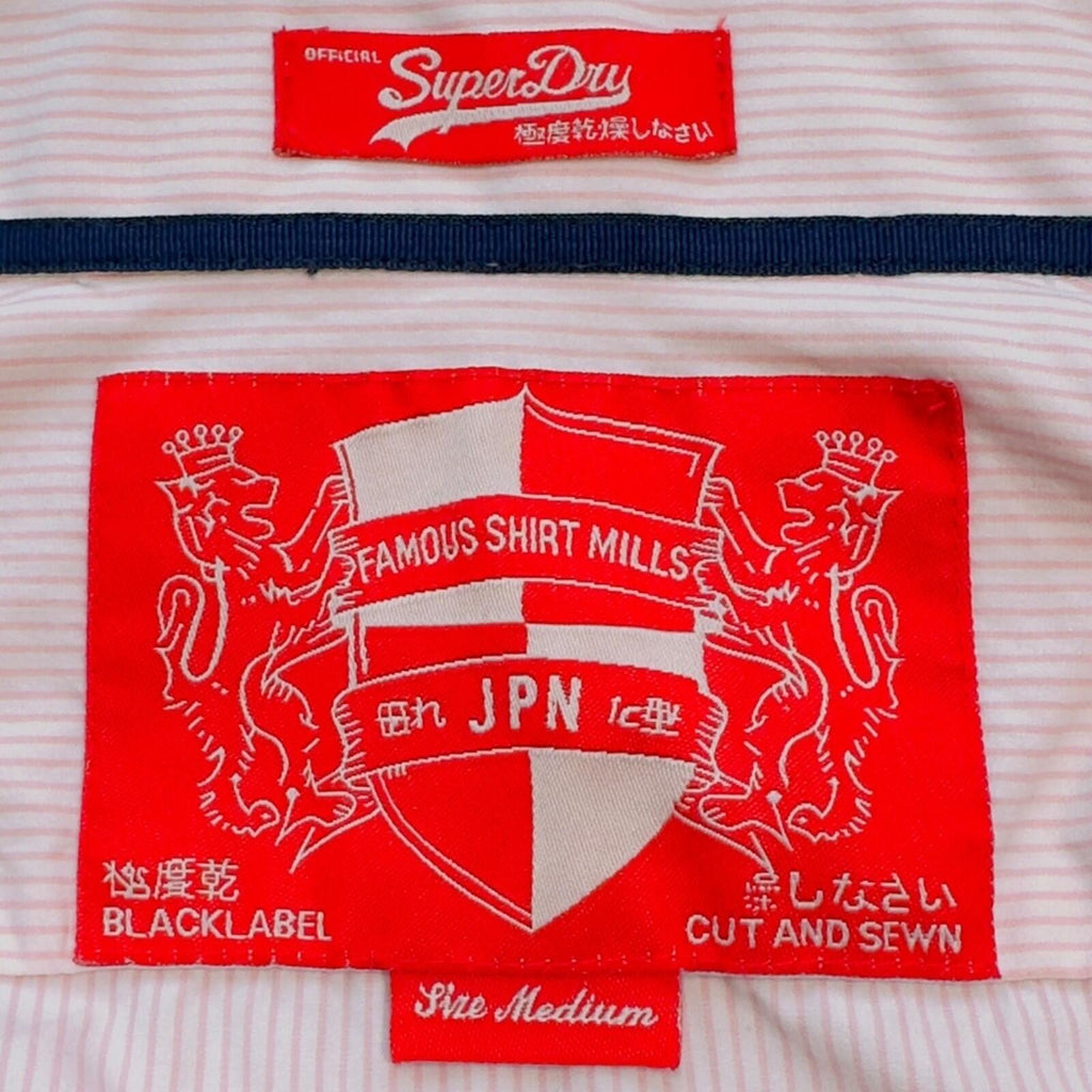 SuperDry Shirt Men's UK Size M Pink Pinstripe Long Sleeve