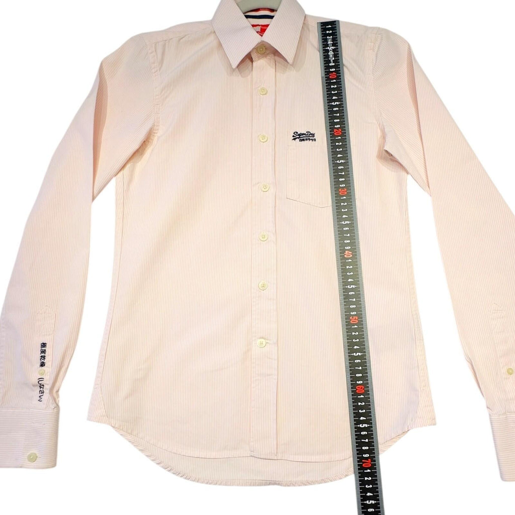 SuperDry Shirt Men's UK Size M Pink Pinstripe Long Sleeve