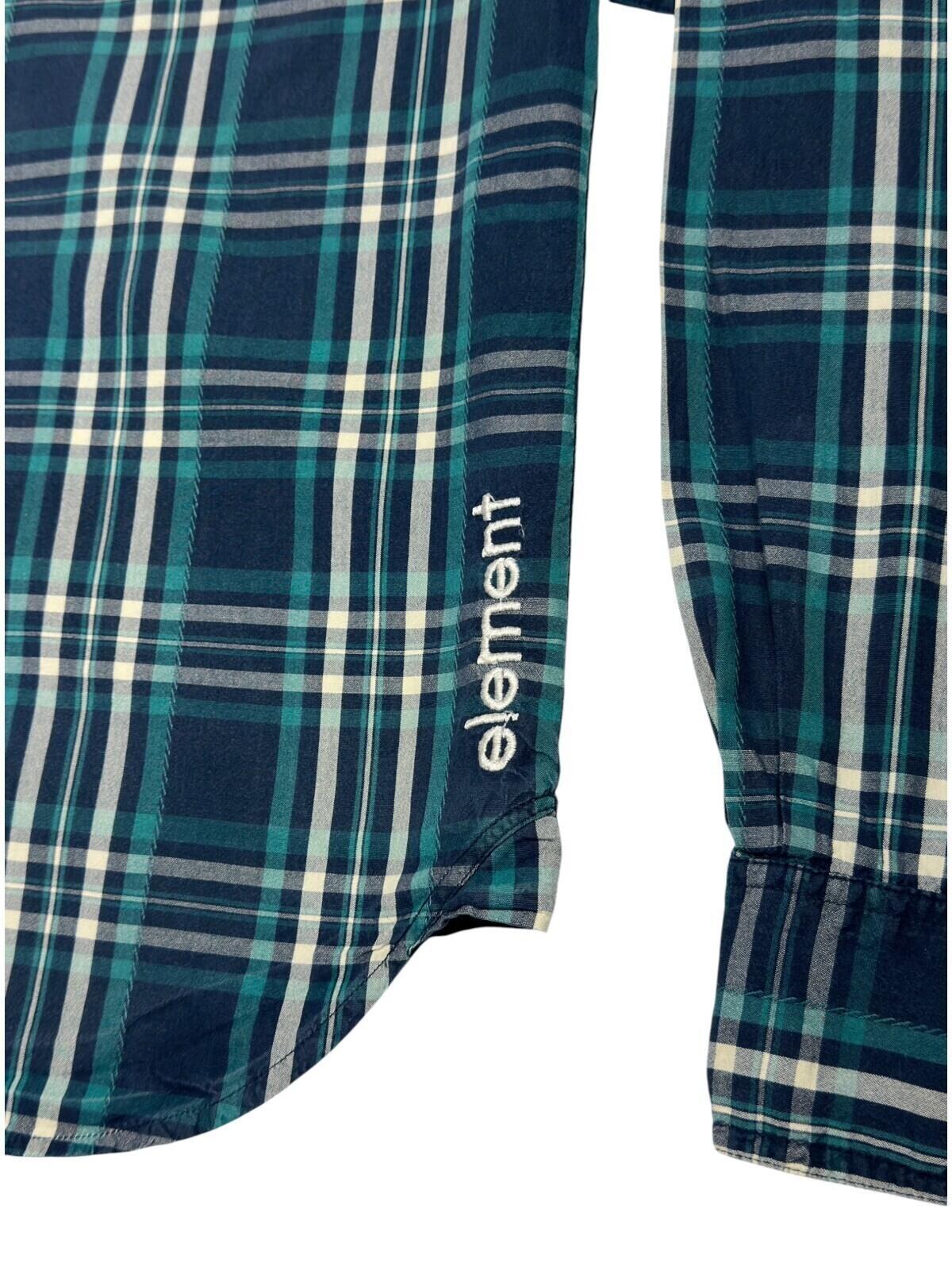 Element Shirt Men's UK Size XS Blue Plaid Pocket Embroidered