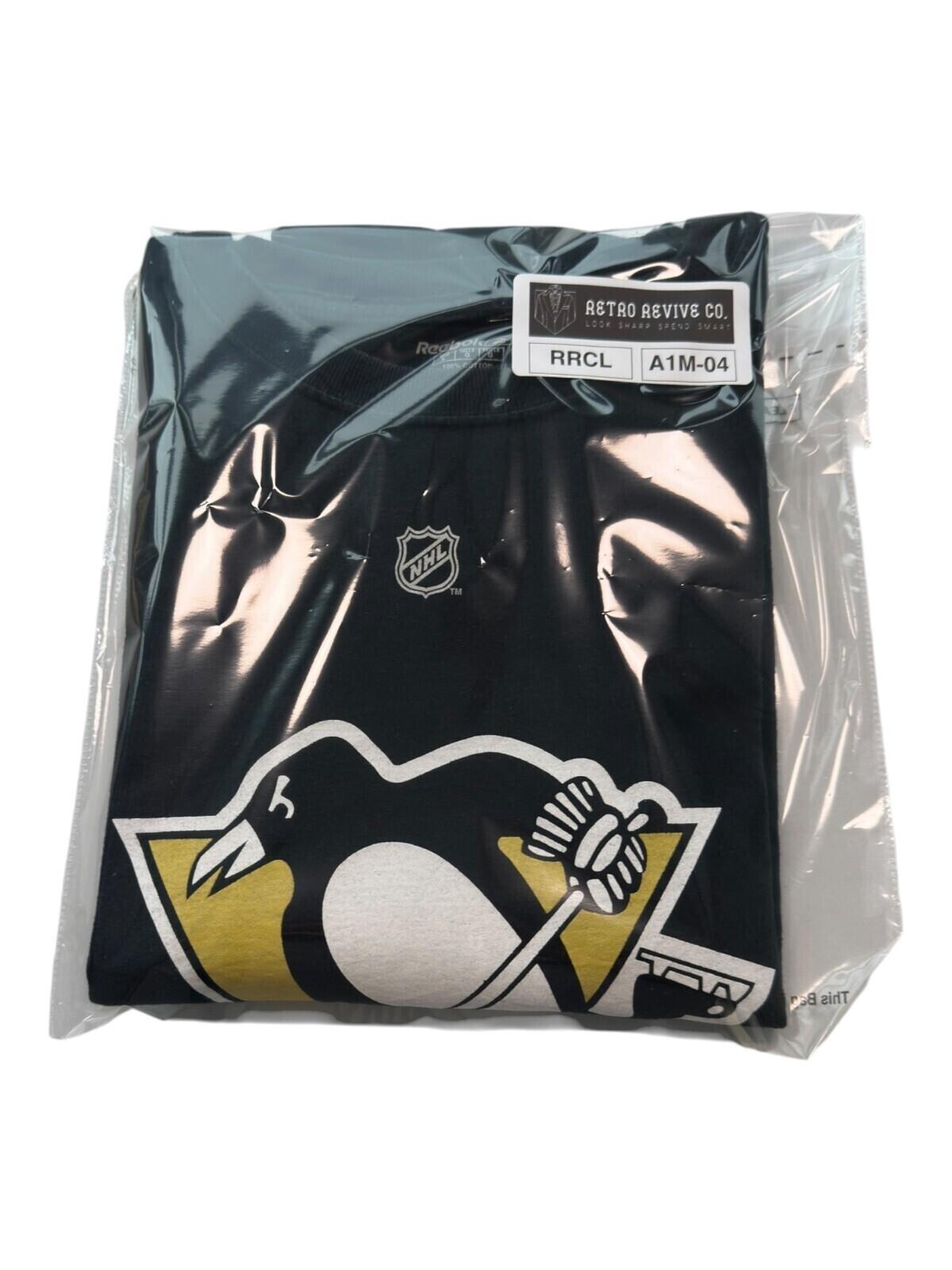 Reebok Penguin's T-Shirt Men's UK Size L Black Short Sleeve