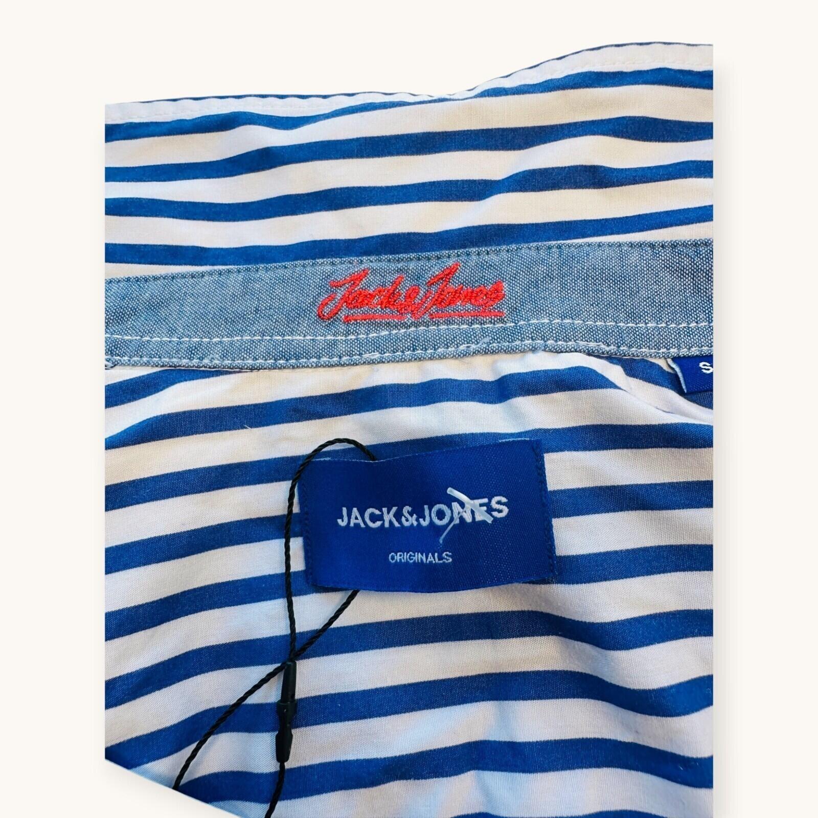 Jack & Jones Shirt Men's UK Size S White and Blue Striped