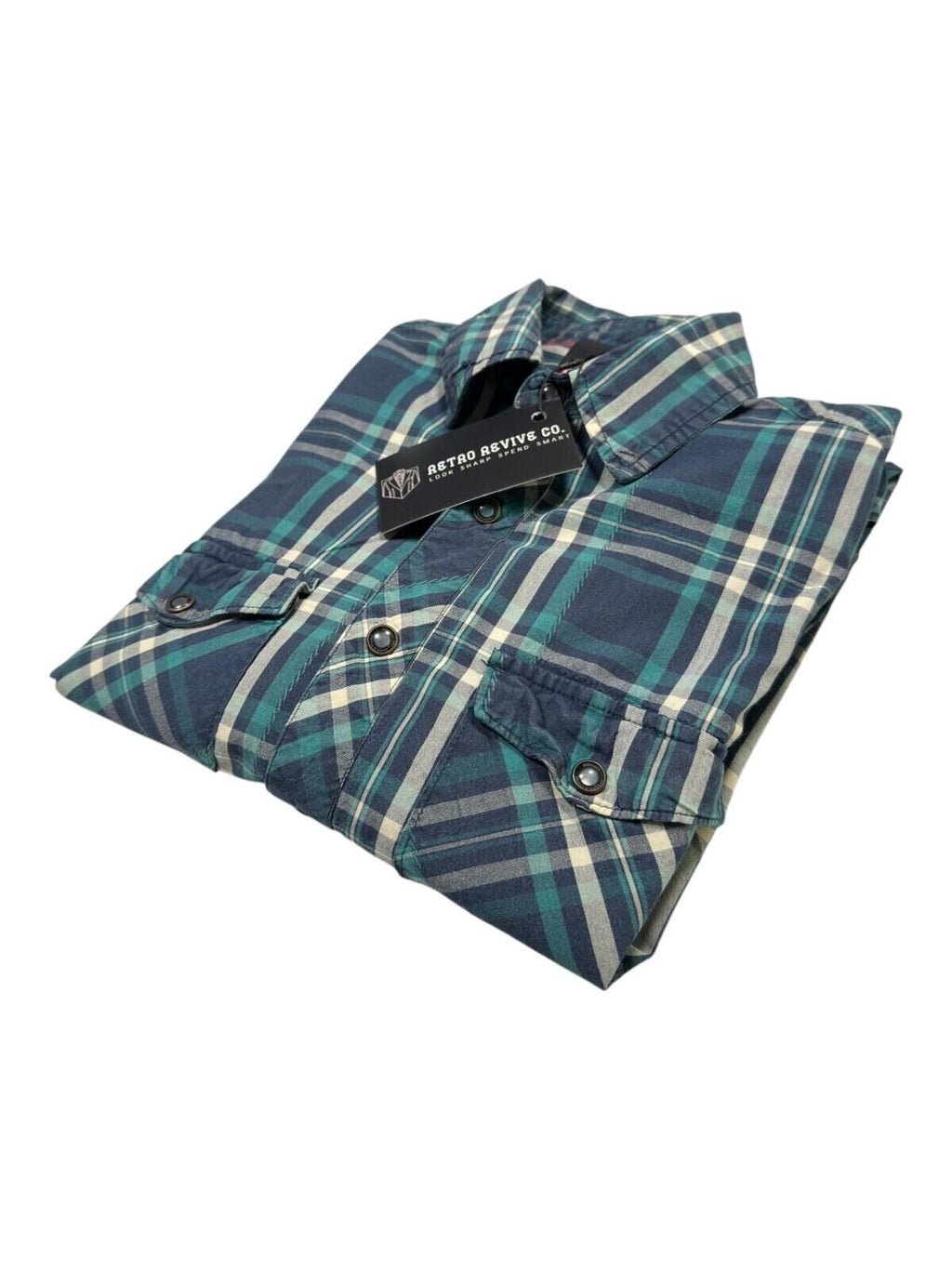 Element Shirt Men's UK Size XS Blue Plaid Pocket Embroidered