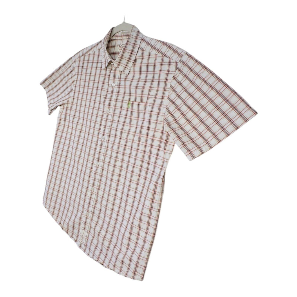 Penguin Shirt Men's UK Size L White Plaid Short Sleeve