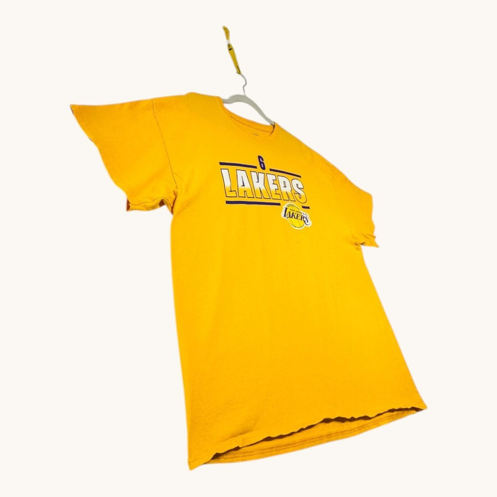 NBA LA Lakers T-Shirt Men's UK Size 2XL Yellow Crew Neck
