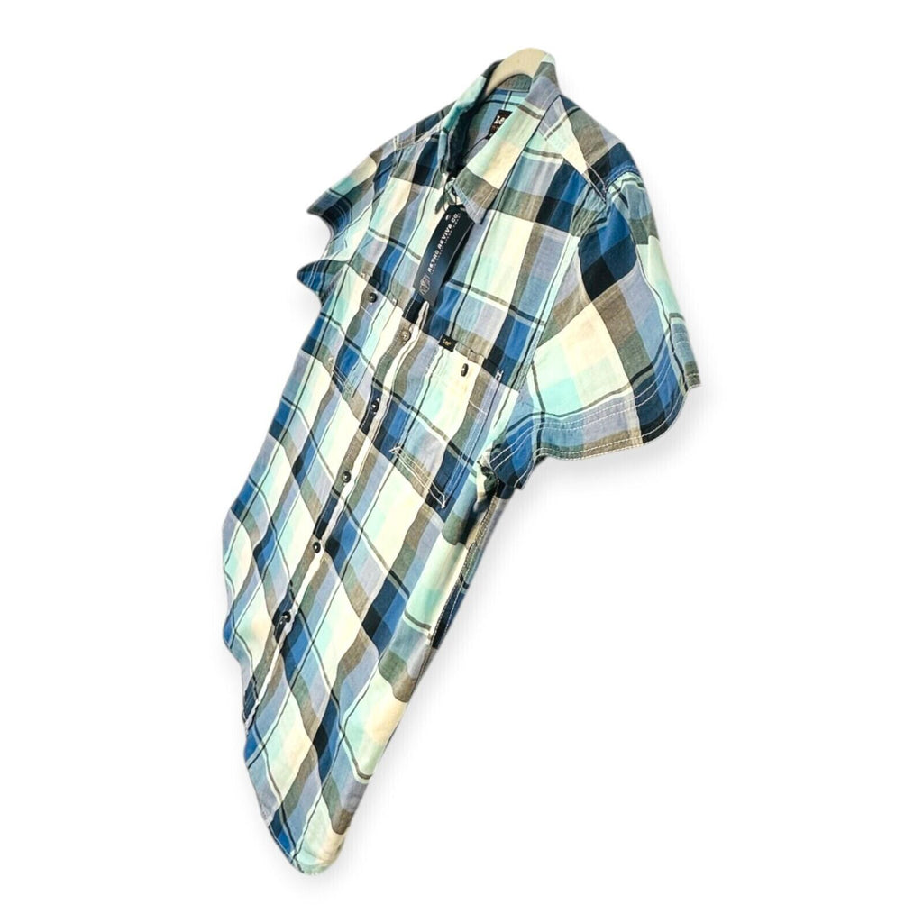 Lee Shirt Men's UK Size M Blue Plaid Pockets Embroidered