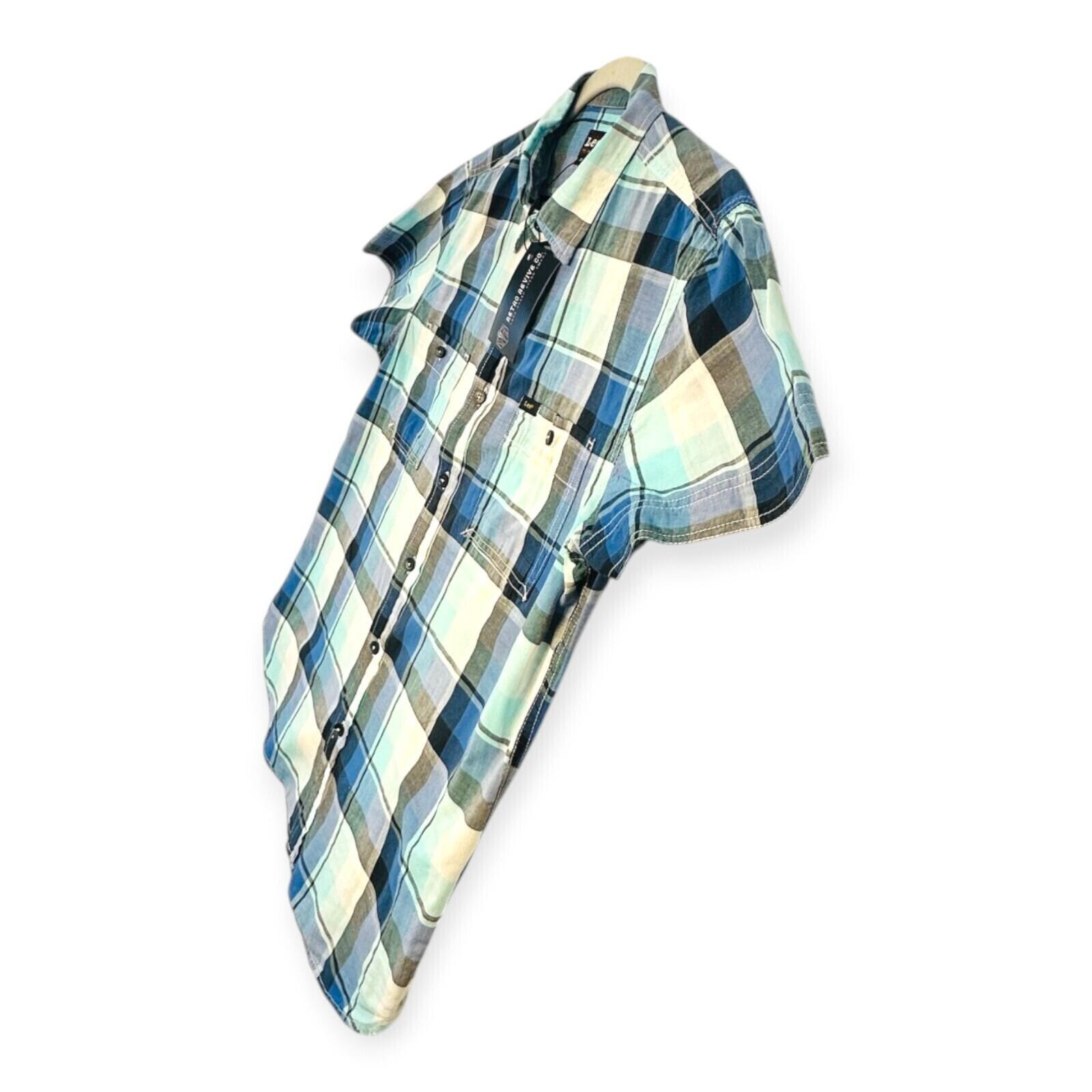 Lee Shirt Men's UK Size M Blue Plaid Pockets Embroidered