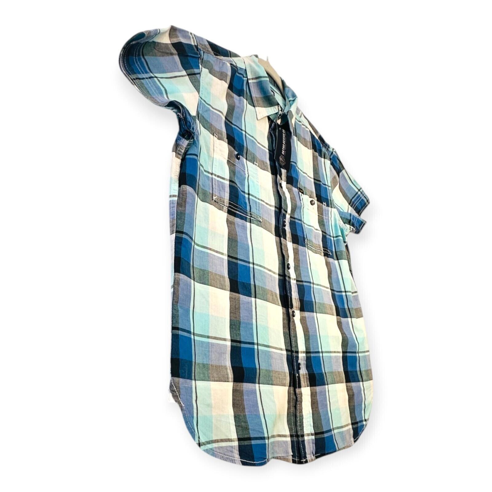 Lee Shirt Men's UK Size M Blue Plaid Pockets Embroidered