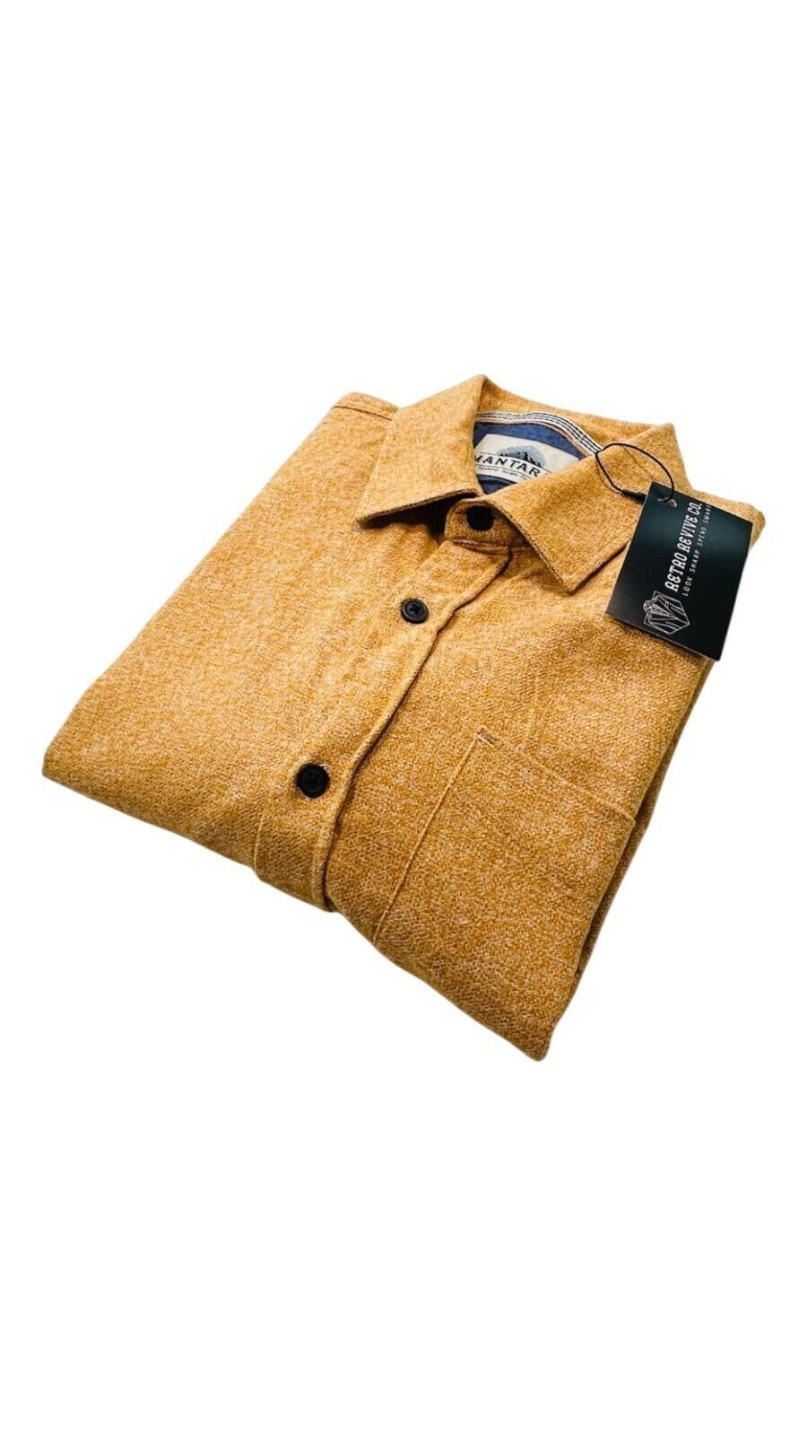 Mantaray Shirt Men's UK Size S Yellow Flannel Pocket