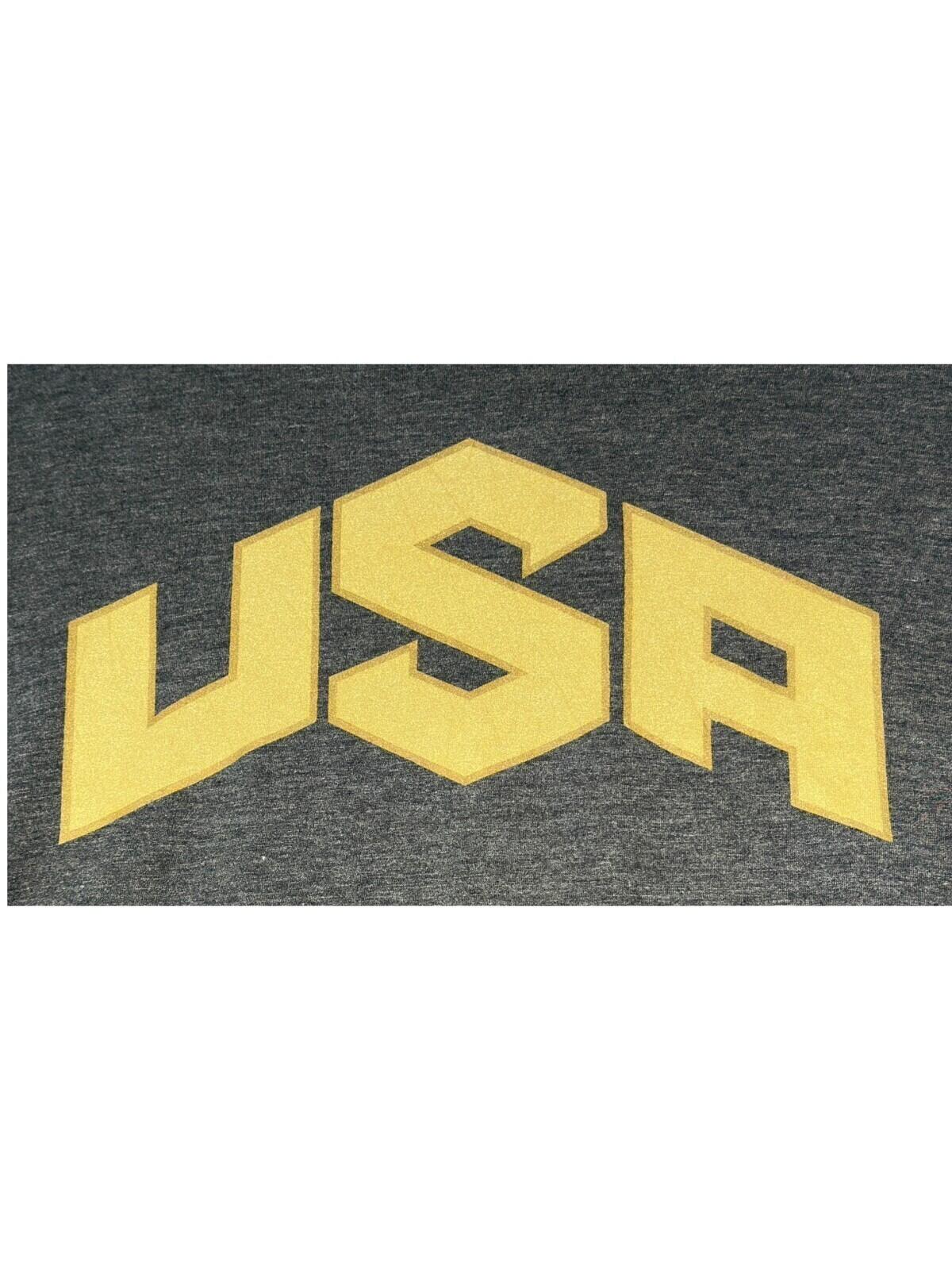 Nike USA T-Shirt Men's UK Size XL Grey Gold Graphic Print