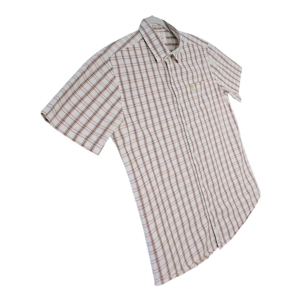 Penguin Shirt Men's UK Size L White Plaid Short Sleeve