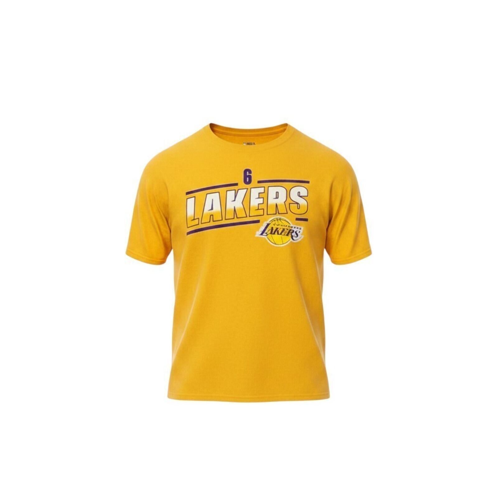 NBA LA Lakers T-Shirt Men's UK Size 2XL Yellow Crew Neck
