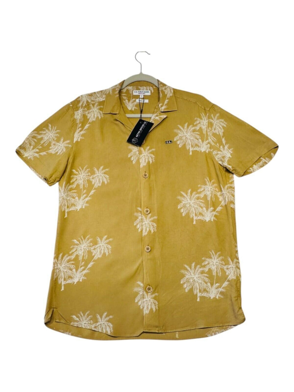 U.S. Polo Assn. Shirt Men's UK Size S Yellow Palm Tree