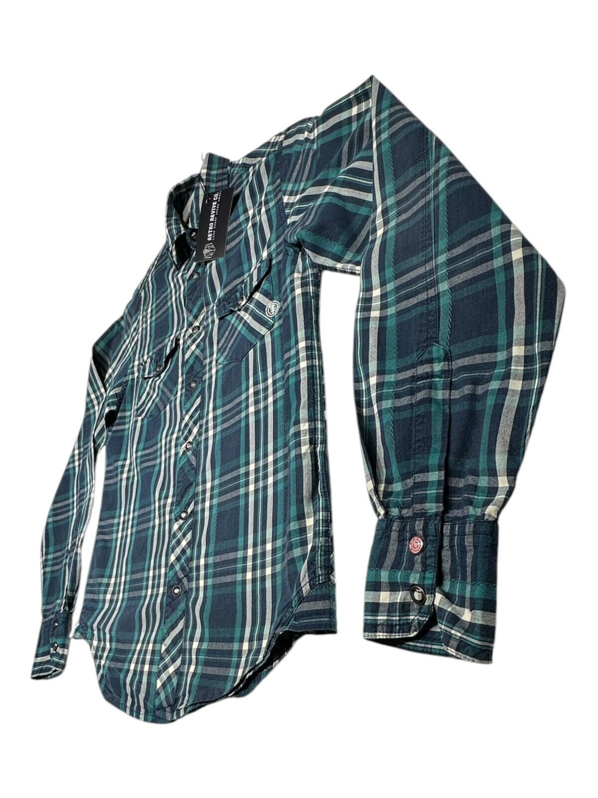 Element Shirt Men's UK Size XS Blue Plaid Pocket Embroidered