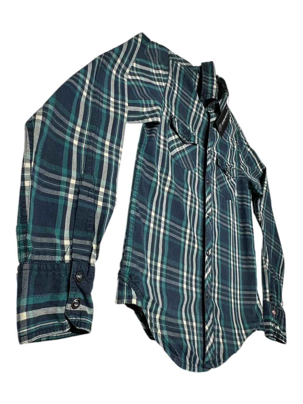 Element Shirt Men's UK Size XS Blue Plaid Pocket Embroidered