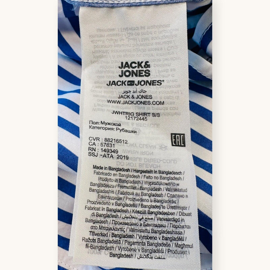 Jack & Jones Shirt Men's UK Size S White and Blue Striped