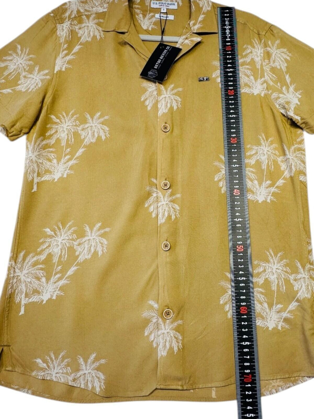 U.S. Polo Assn. Shirt Men's UK Size S Yellow Palm Tree