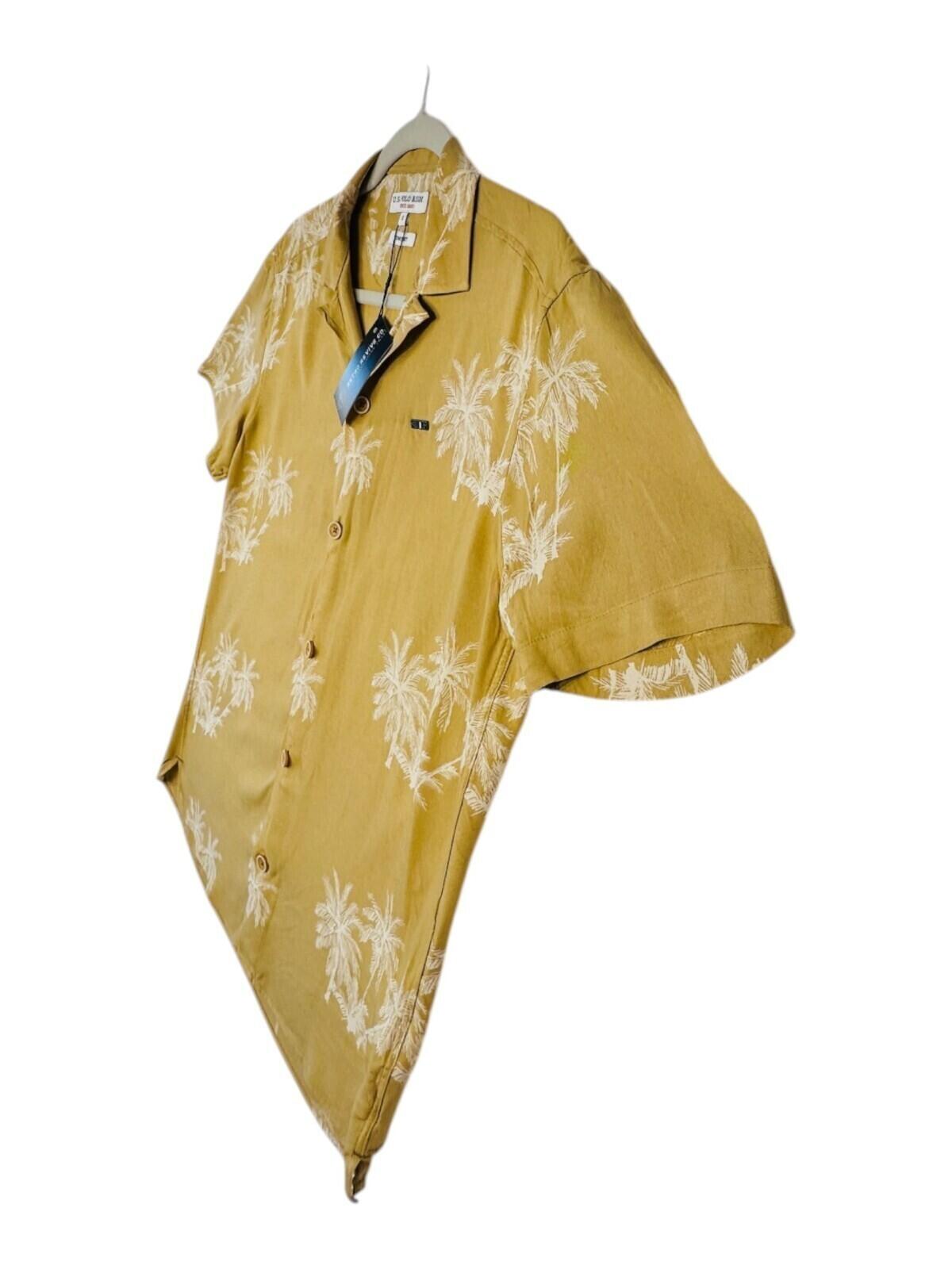 U.S. Polo Assn. Shirt Men's UK Size S Yellow Palm Tree
