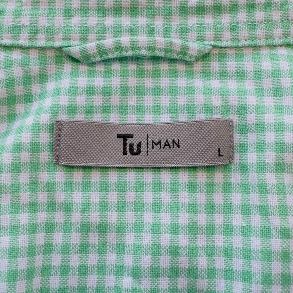 Tu Man Shirt Men's UK Size L Green Check Long Sleeve