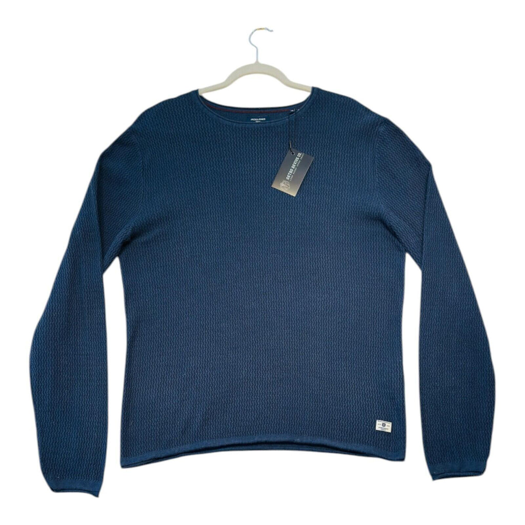 Jack & Jones Jumper Men's UK Size XL Blue Textured Knit