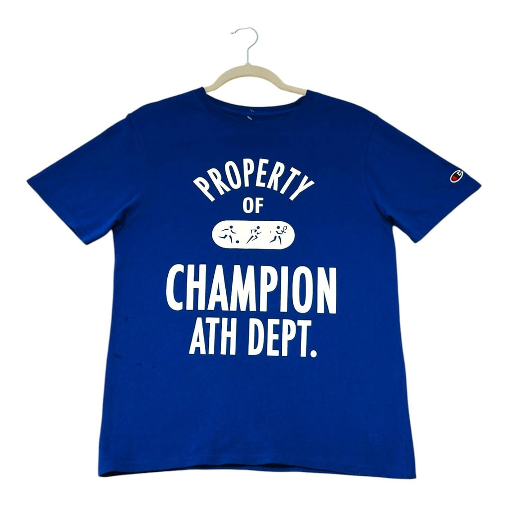Champion Ath Dept. T-Shirt Men's UK Size S Blue Short Sleeve
