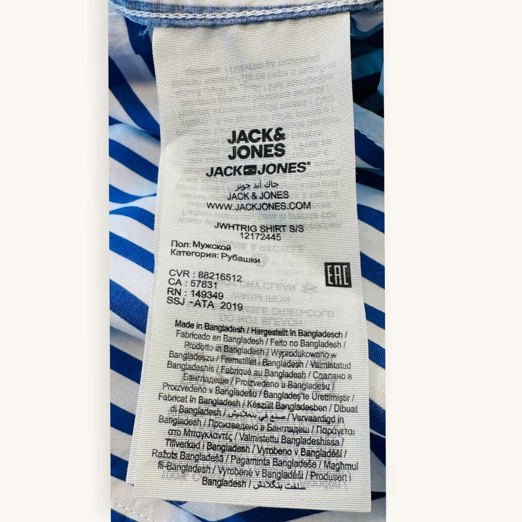Jack & Jones Shirt Men's UK Size S White and Blue Striped
