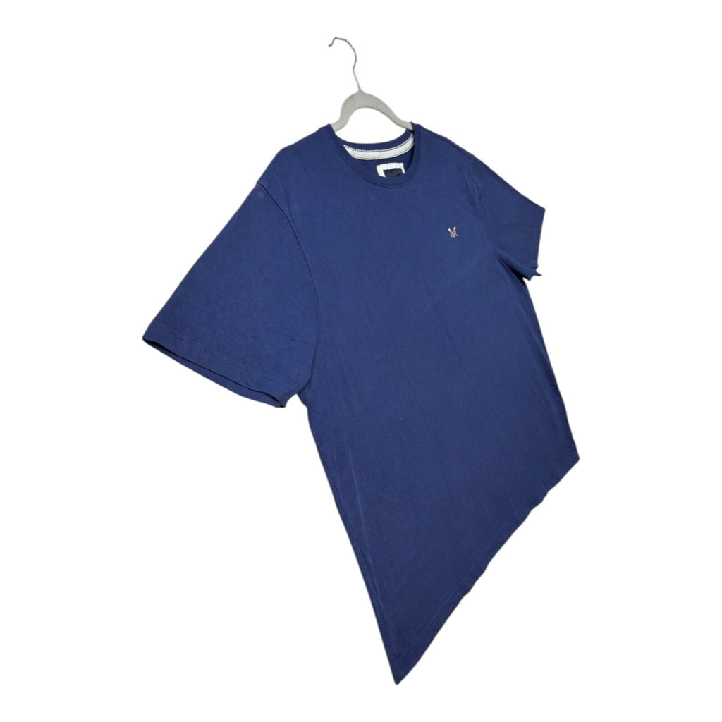 Crew Clothing blue t-shirt with embroidered logo and short sleeves, men's size 2XL.