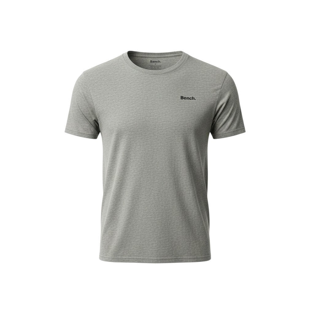 Bench grey t-shirt graphic print crew neck short sleeve with subtle chest branding.