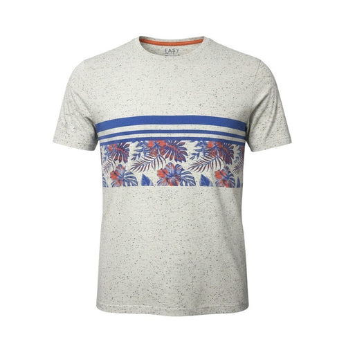 Easy grey short sleeve t-shirt with dotted pattern and crew neck design.