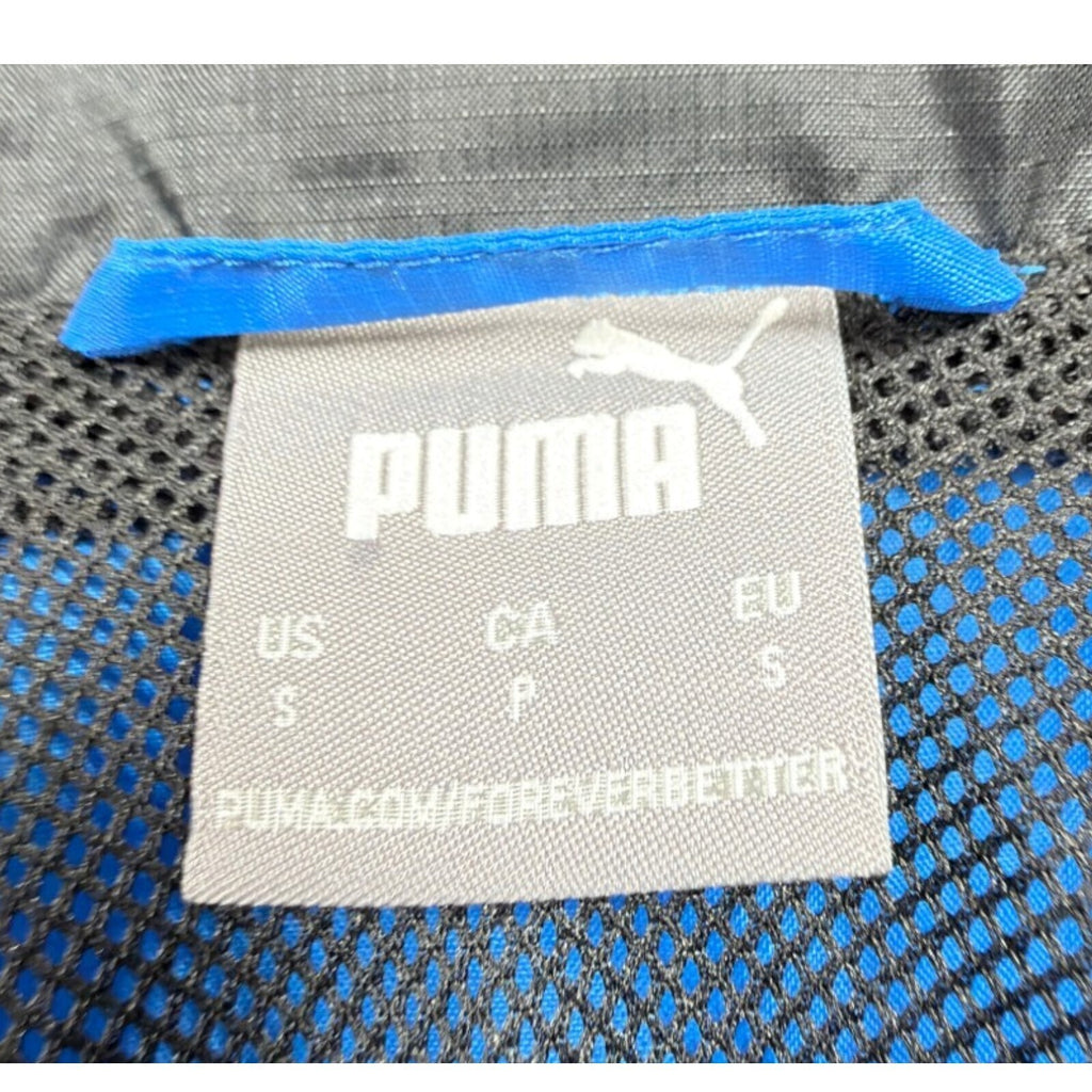 PUMA blue rain jacket full zip with Wigan Athletic logo and long sleeves.