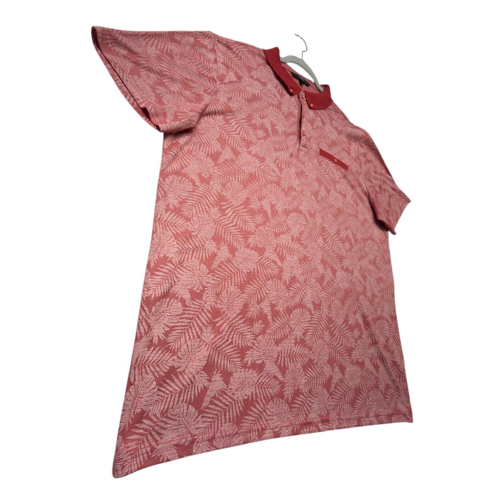 George red polo shirt short sleeve with pocket and button down collar.