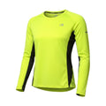 Karrimor yellow long sleeve run top with fluorescent accents and logo detail.