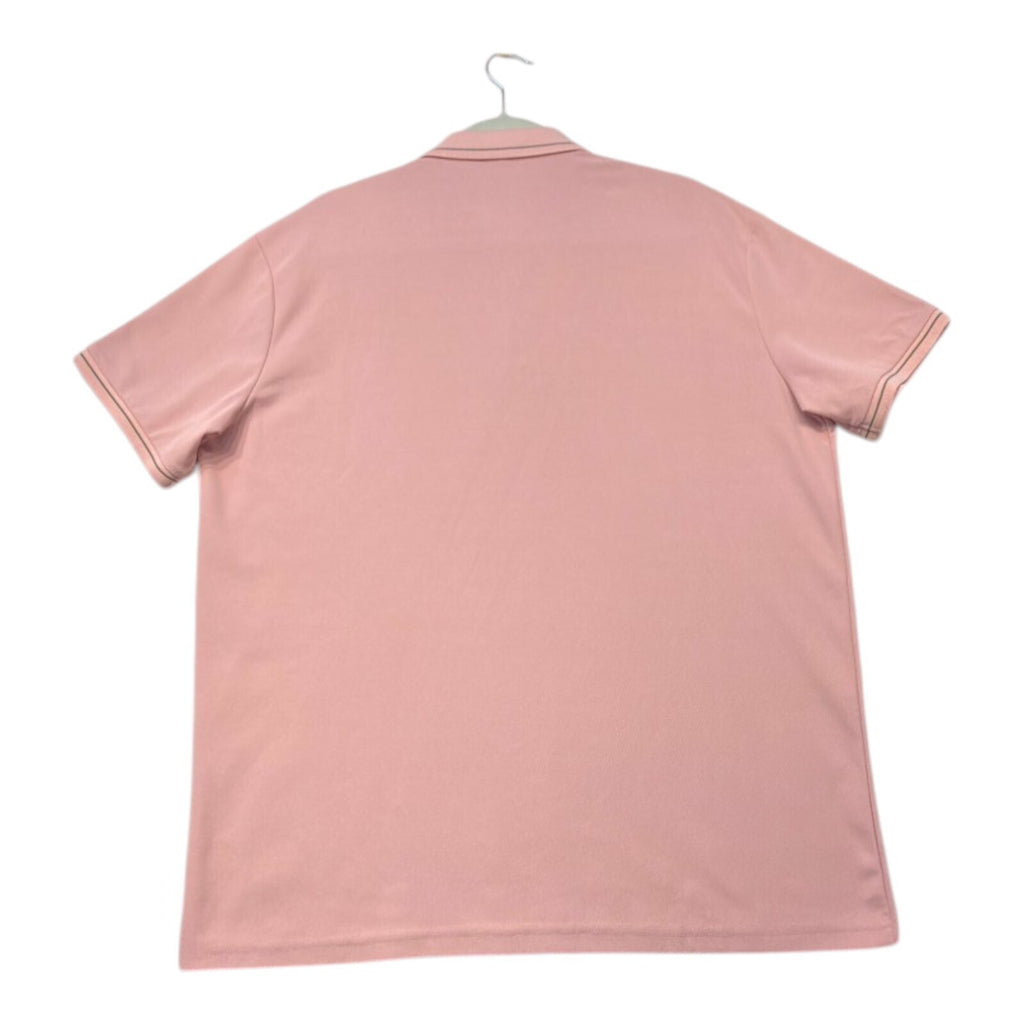 Laurel Wreath pink polo shirt with graphic print and embroidered logo, short sleeves.