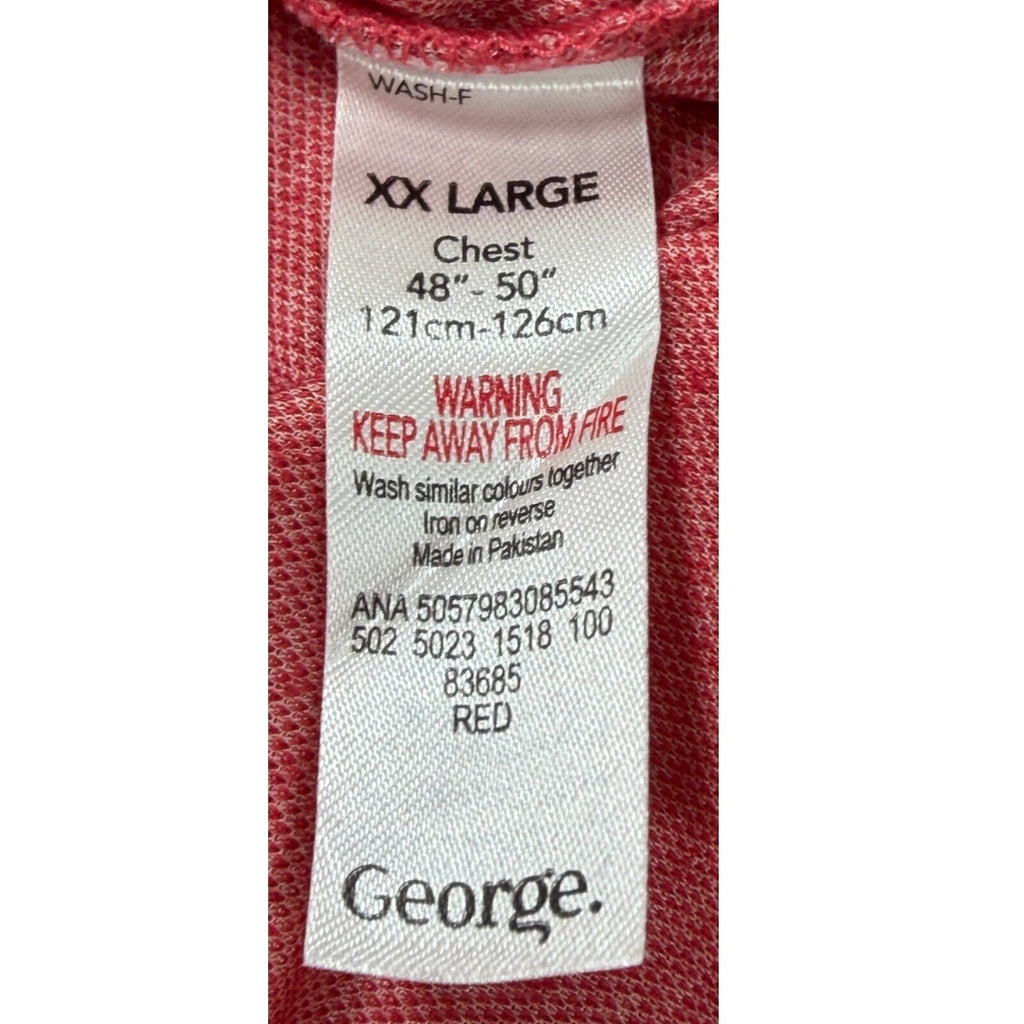 George red polo shirt short sleeve with pocket and button down collar.