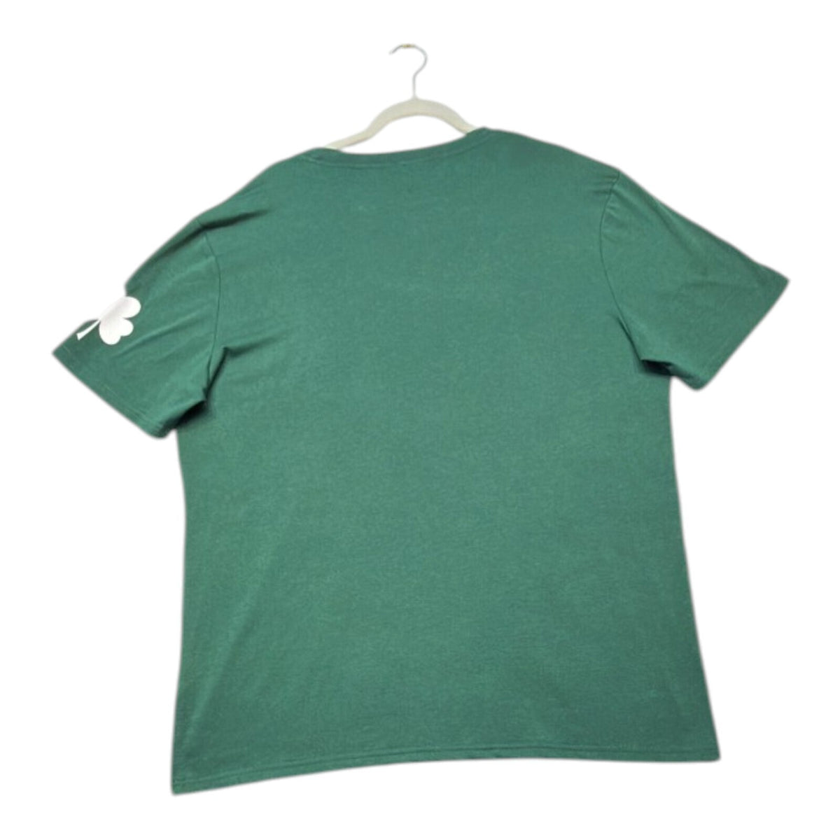 Lucky Star green graphic print t-shirt with repeated lettering and lucky charm design.