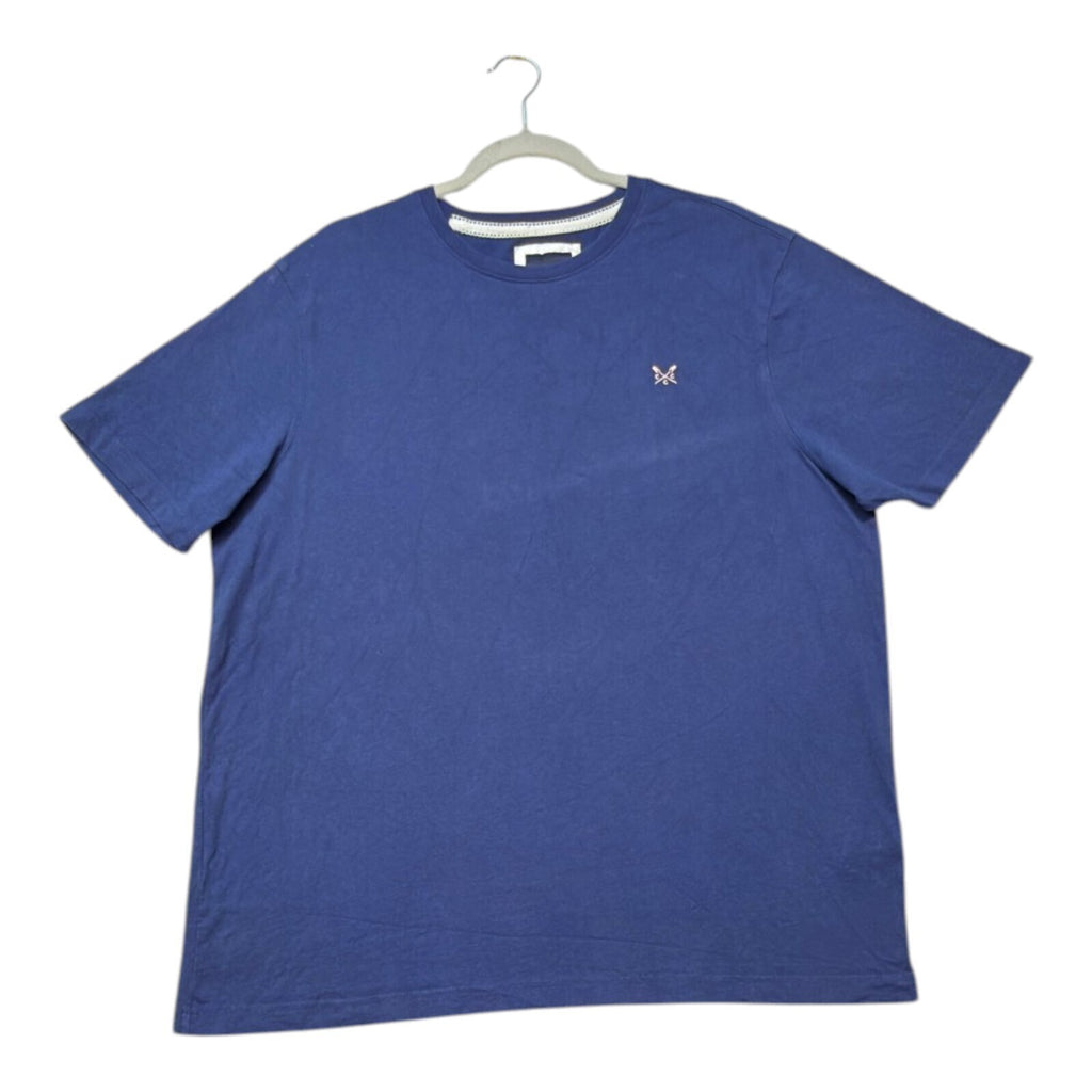 Crew Clothing blue t-shirt with embroidered logo and short sleeves, men's size 2XL.