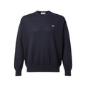 Lacoste blue crewneck sweater long sleeve with embroidered logo and ribbed cuffs.