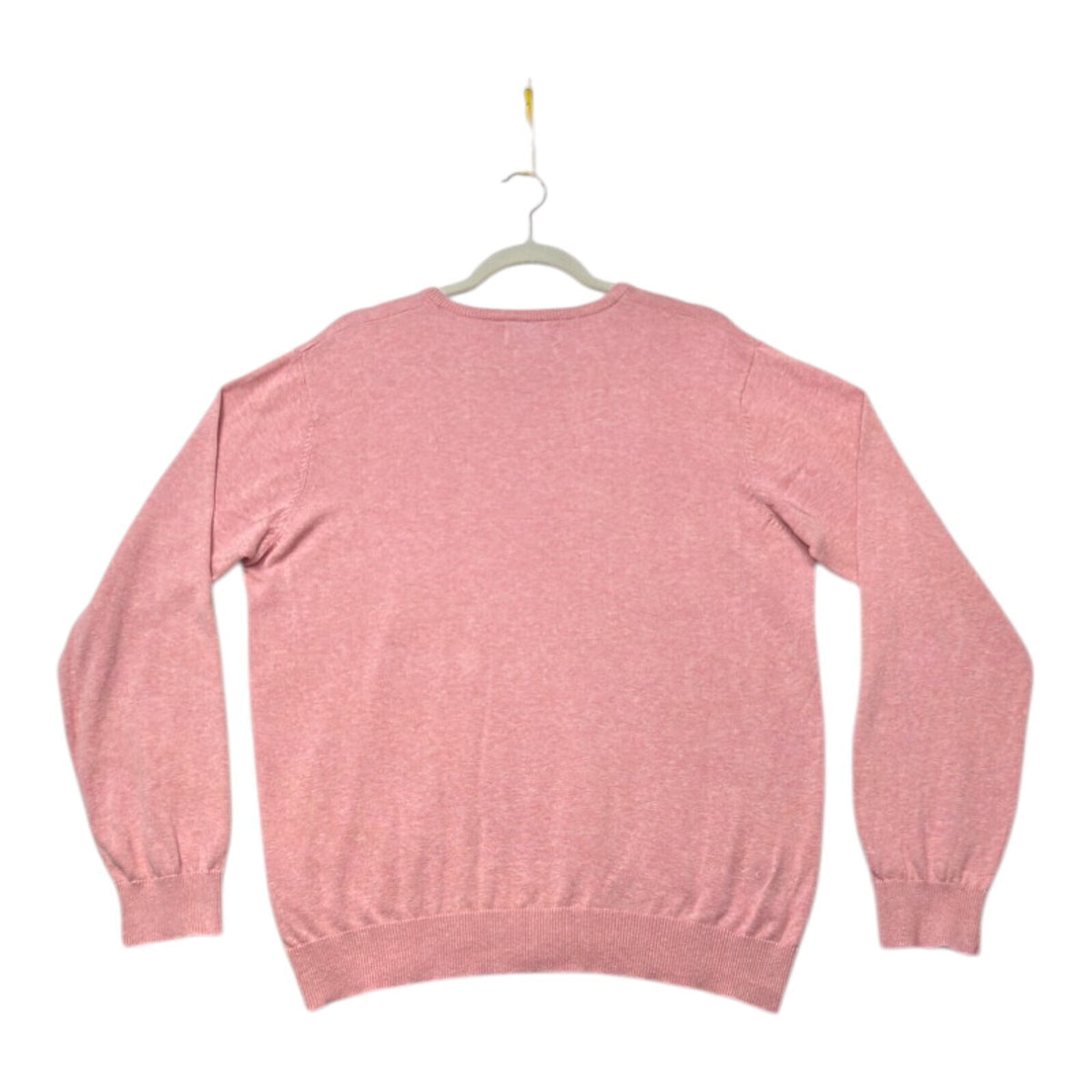 Tu pink crewneck sweater pure cotton v-neck long sleeve casual style